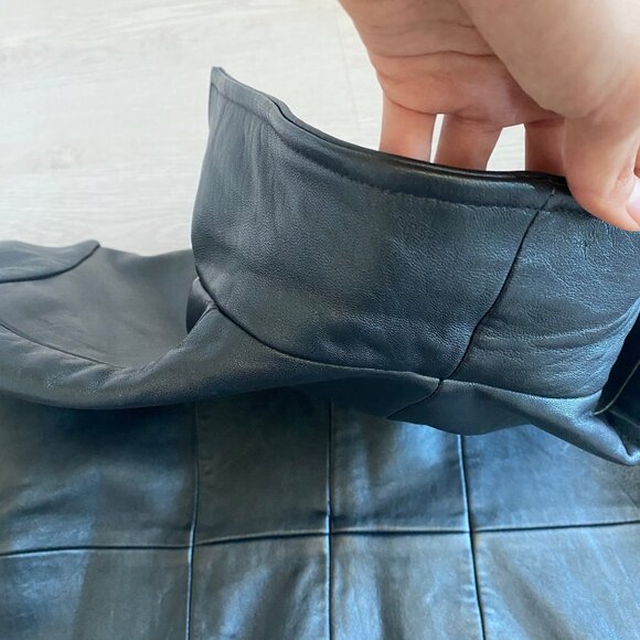 Vintage Nordstrom 100% Genuine Leather Oversized Blazer in Black Size 8 punk - Picture 9 of 11